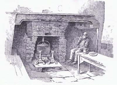 Kamin in einem Gasthaus in Surrey, aus The Cottages and the Village Life of Rural England, veröffentlicht von Dent & Sons Limited, 1912 von Alfred Robert Quinton